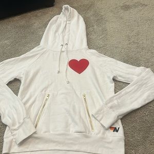 Heart stocked pullover hoodie with picked zippers aviator nation